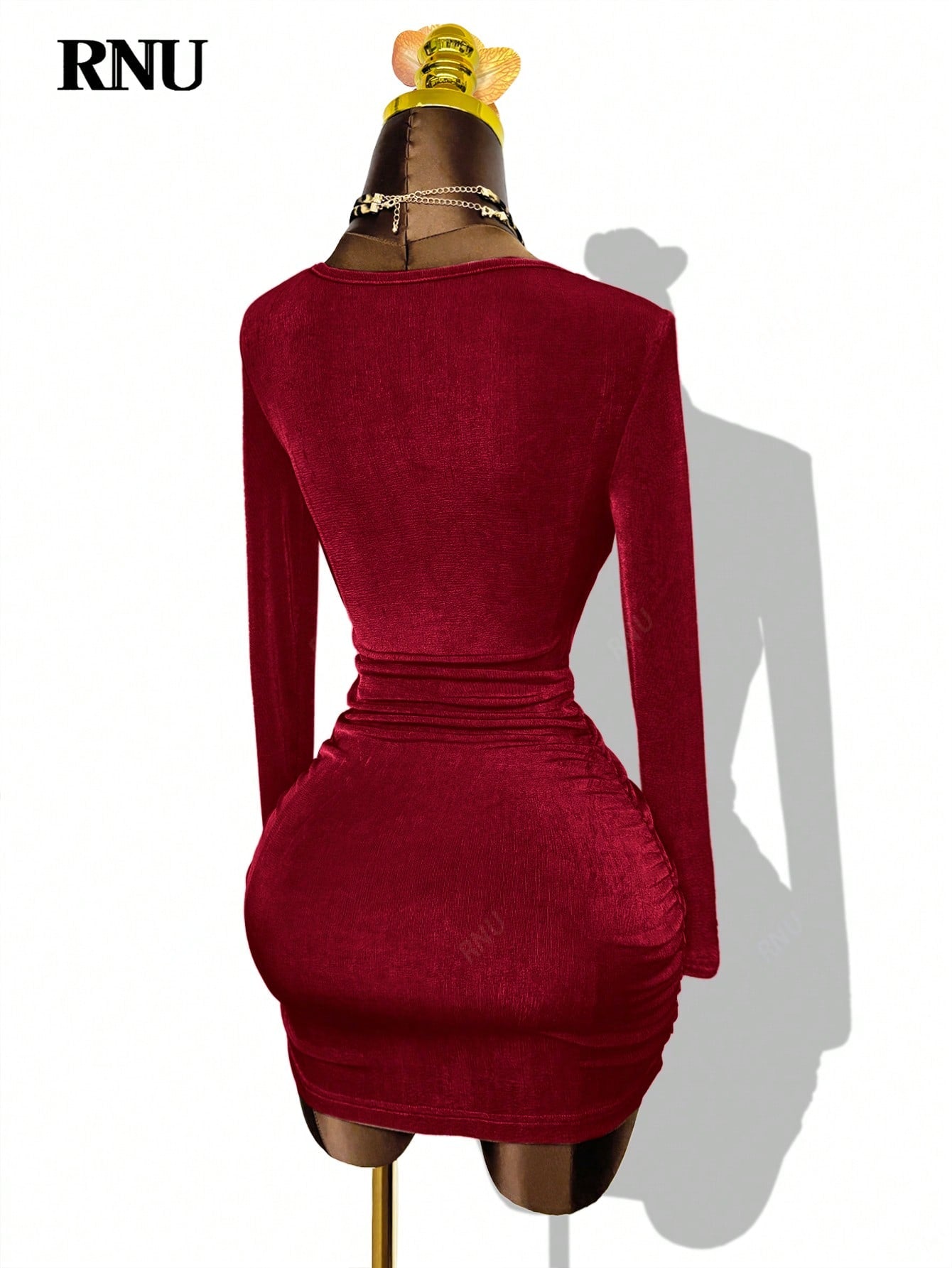 Red Cowl Neck Bodycon Mini Dress