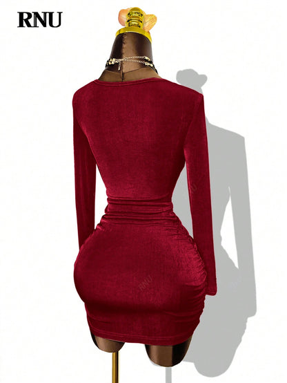 Red Cowl Neck Bodycon Mini Dress