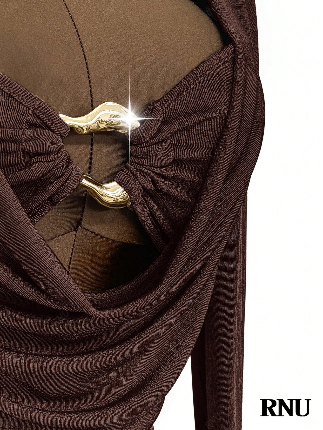 Chocolate Brown Cowl Neck Bodycon Mini Dress