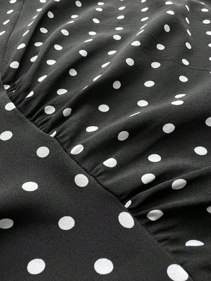 Plus Size Polka Dot Halter A-Line Sexy Mini Dress