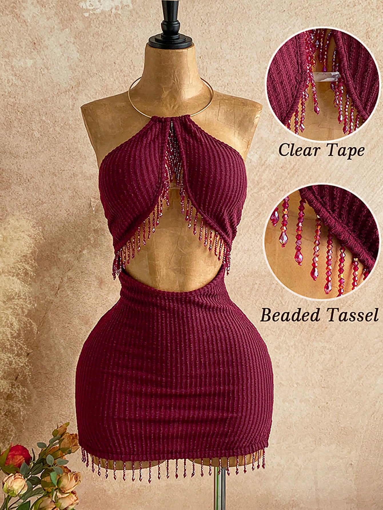 Women's Sexy Halter Knit Mini Dress