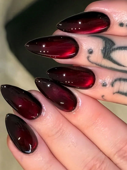 Purple Cat Eye Gothic Long Pointed Press-On Nails
