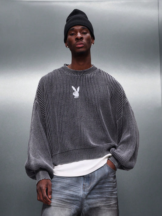 Playboy X Sumwon Oversized Ribbed Bunny Logo Sweater