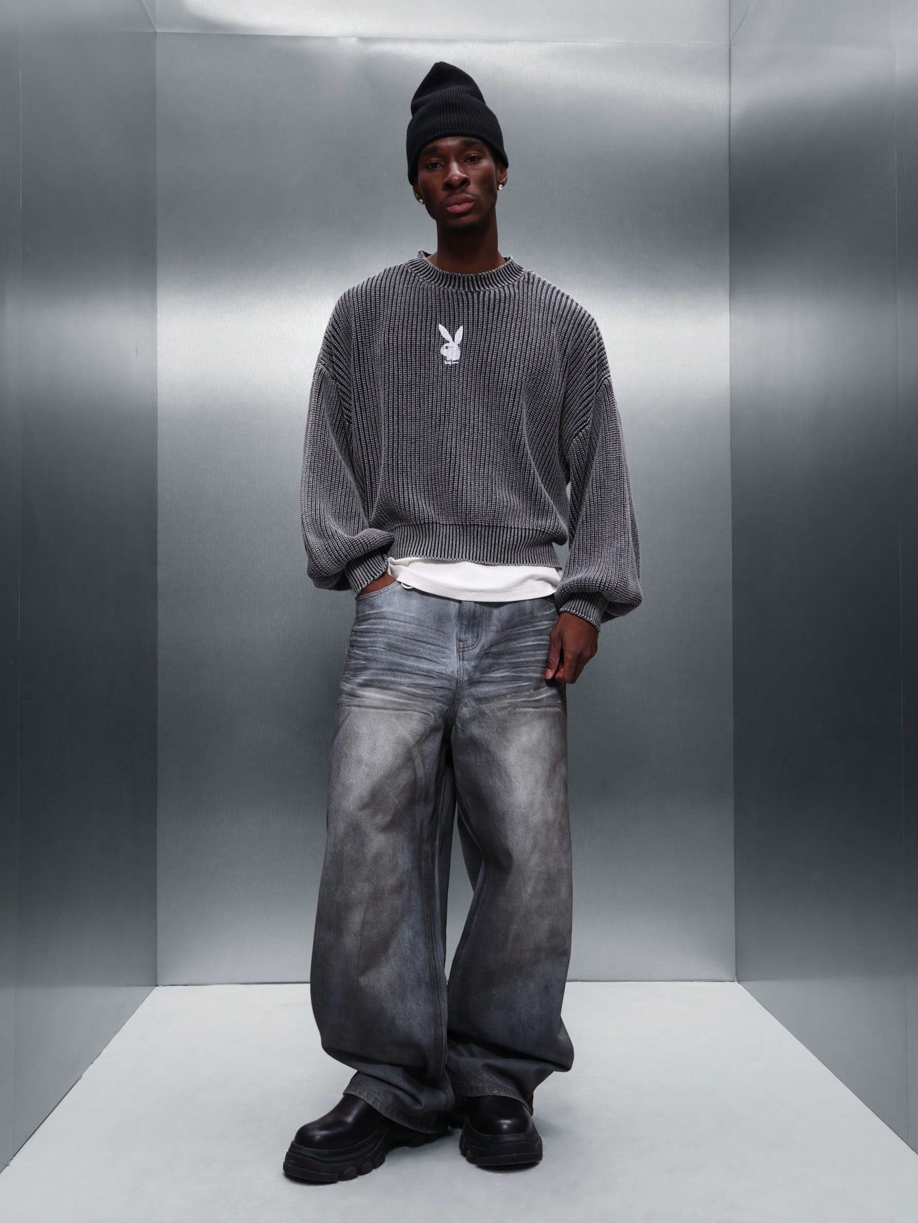 Playboy X Sumwon Oversized Ribbed Bunny Logo Sweater