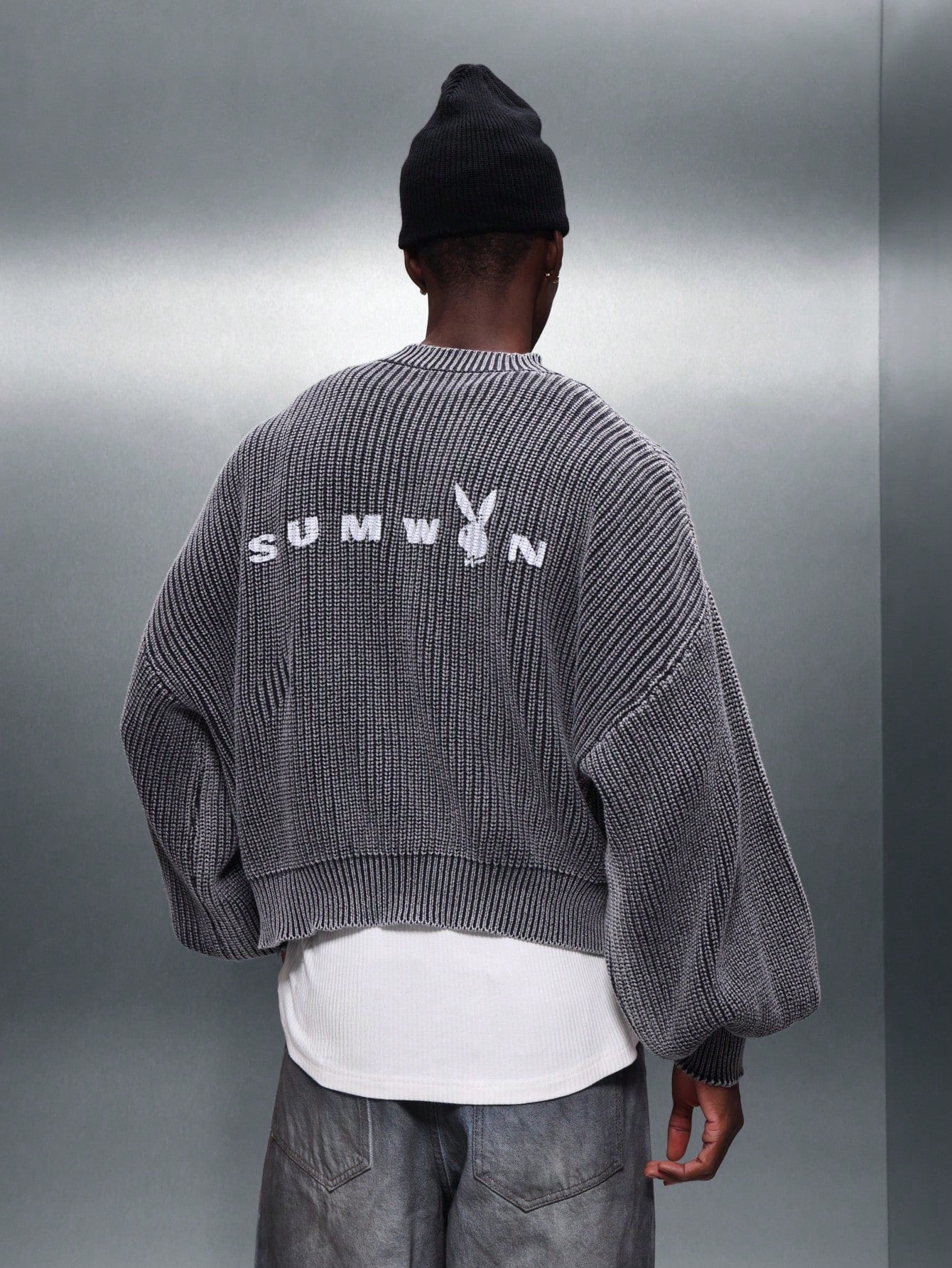 Playboy X Sumwon Oversized Ribbed Bunny Logo Sweater