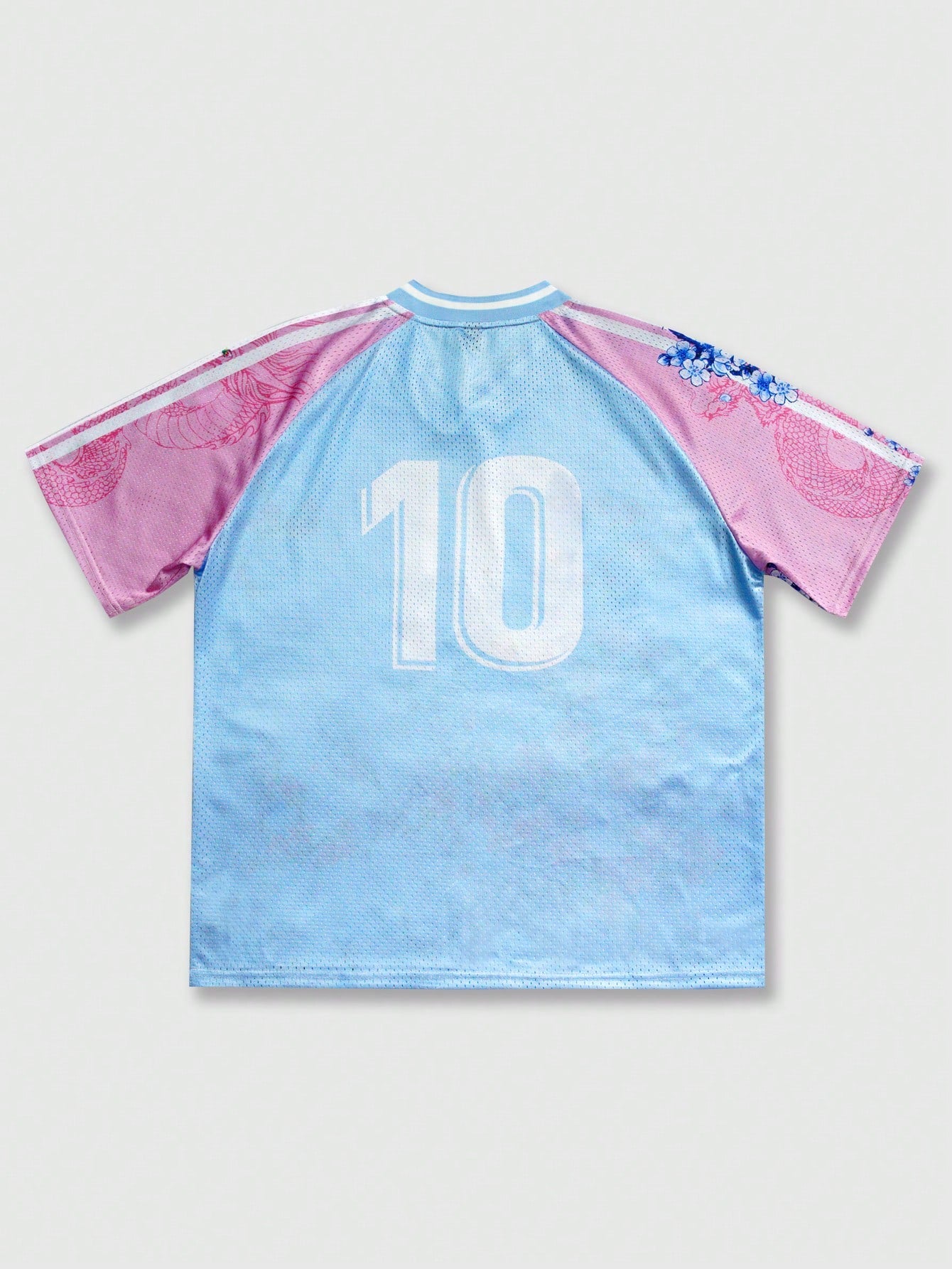 Multicolor Floral Spiral & Birdseye Print V-Neck Jersey