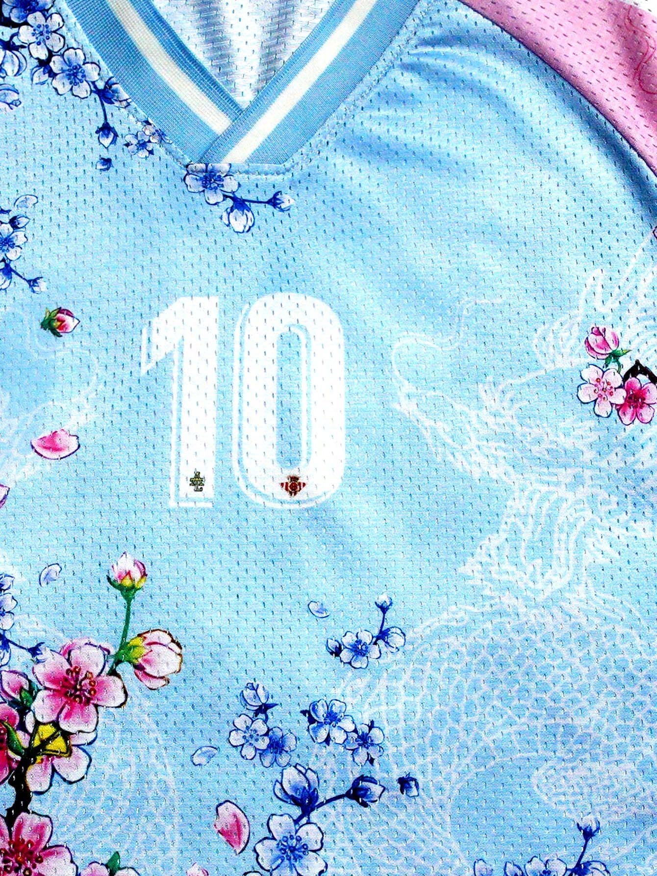 Multicolor Floral Spiral & Birdseye Print V-Neck Jersey