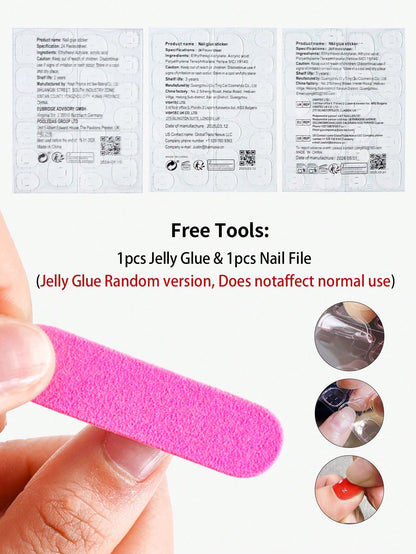 24pcs Red French Tip Almond Press On Nails