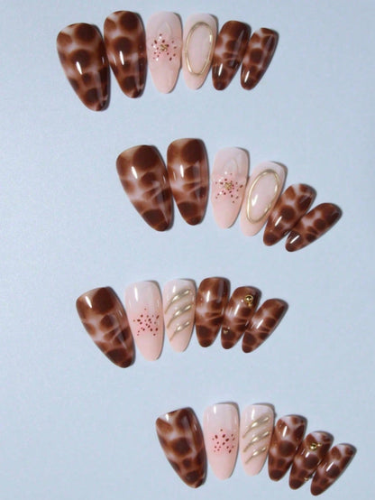 24pcs 3D Flower & Cross Long Almond Press-On Nails