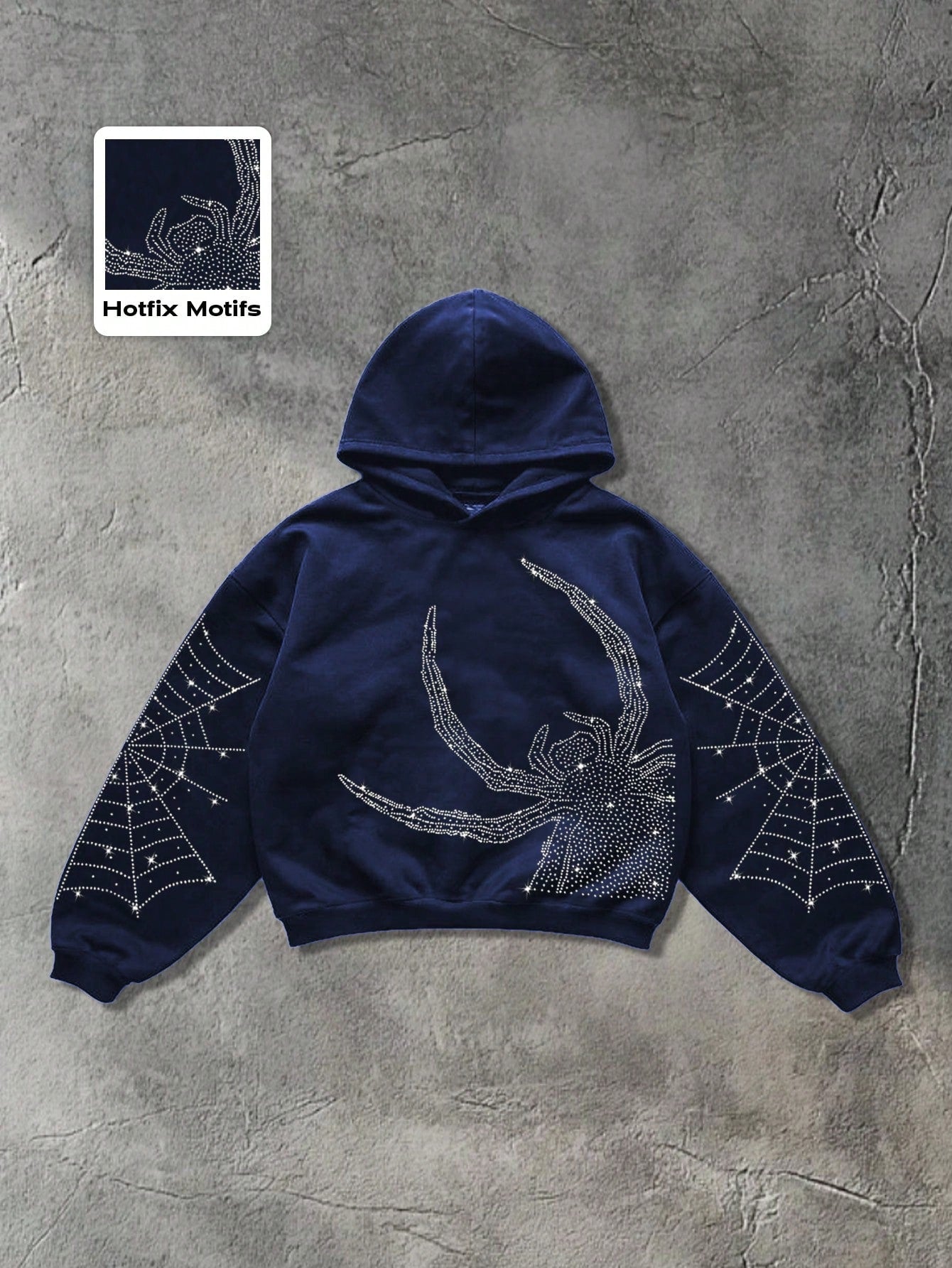 Men Y2K Diamond Spider Web Hoodie