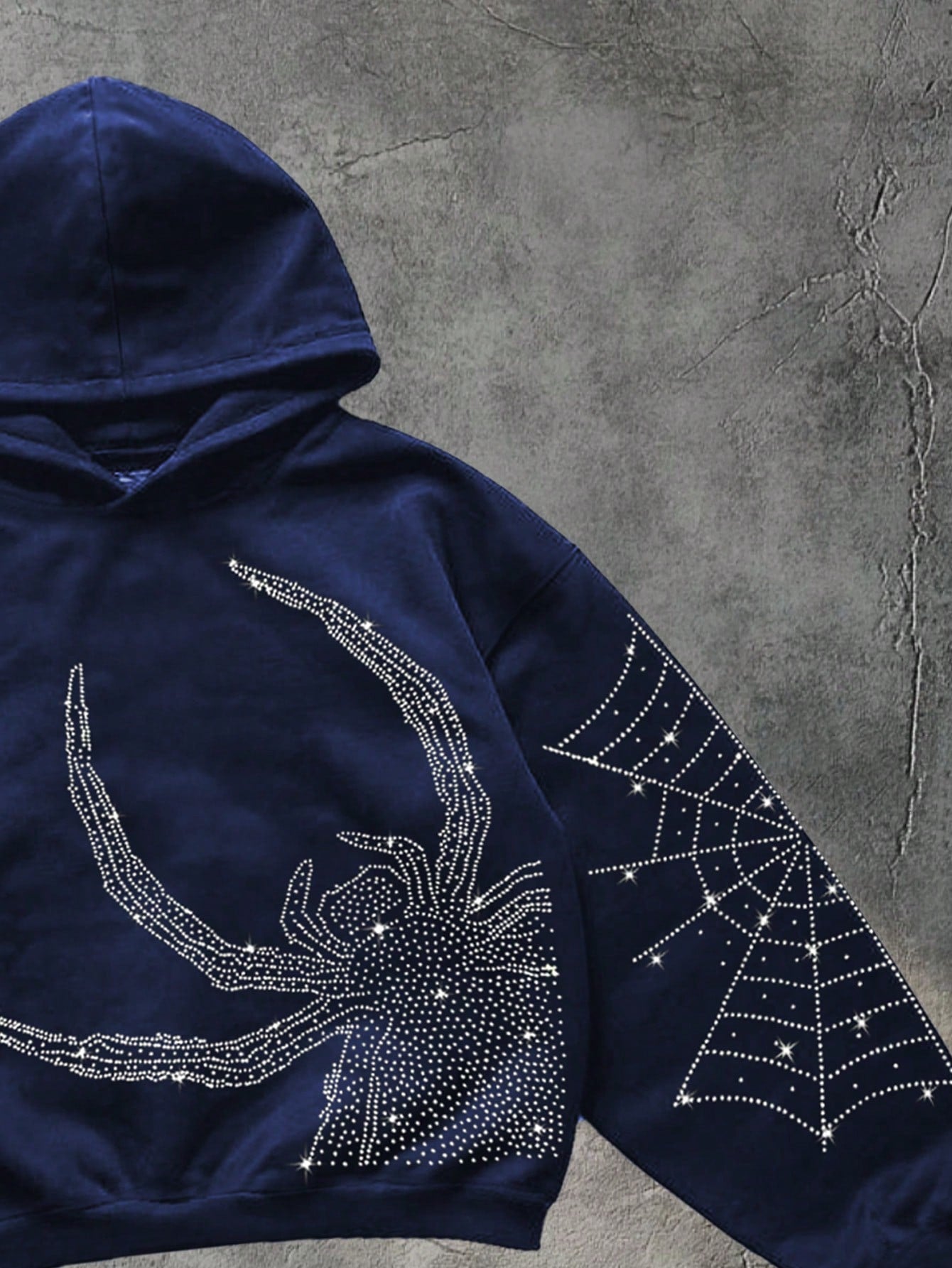 Men Y2K Diamond Spider Web Hoodie