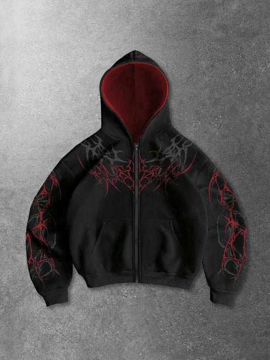 Men's Colorblock Gothic Print Loose Fit Sweatshirt