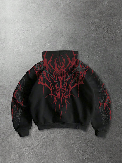 Men's Colorblock Gothic Print Loose Fit Sweatshirt