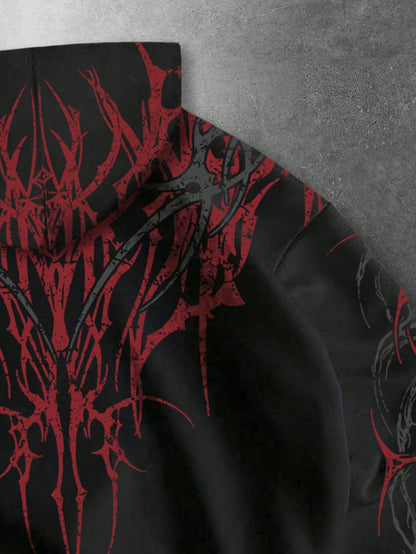 Men's Colorblock Gothic Print Loose Fit Sweatshirt