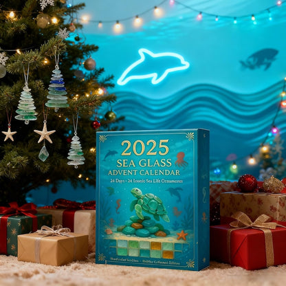 Sea Glass Advent Calendar 2025 24 Sea Animal Figurines Xmas Gift Set