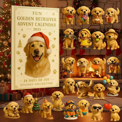 Golden Retriever Advent Calendar 2025  24 Days Of Joy Holiday Countdown  Puppy Christmas Acrylic