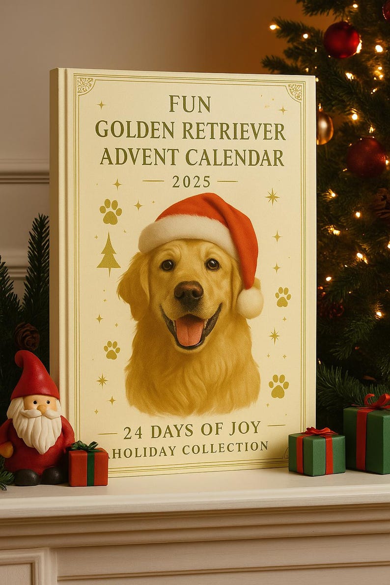Golden Retriever Advent Calendar 2025  24 Days Of Joy Holiday Countdown  Puppy Christmas Acrylic