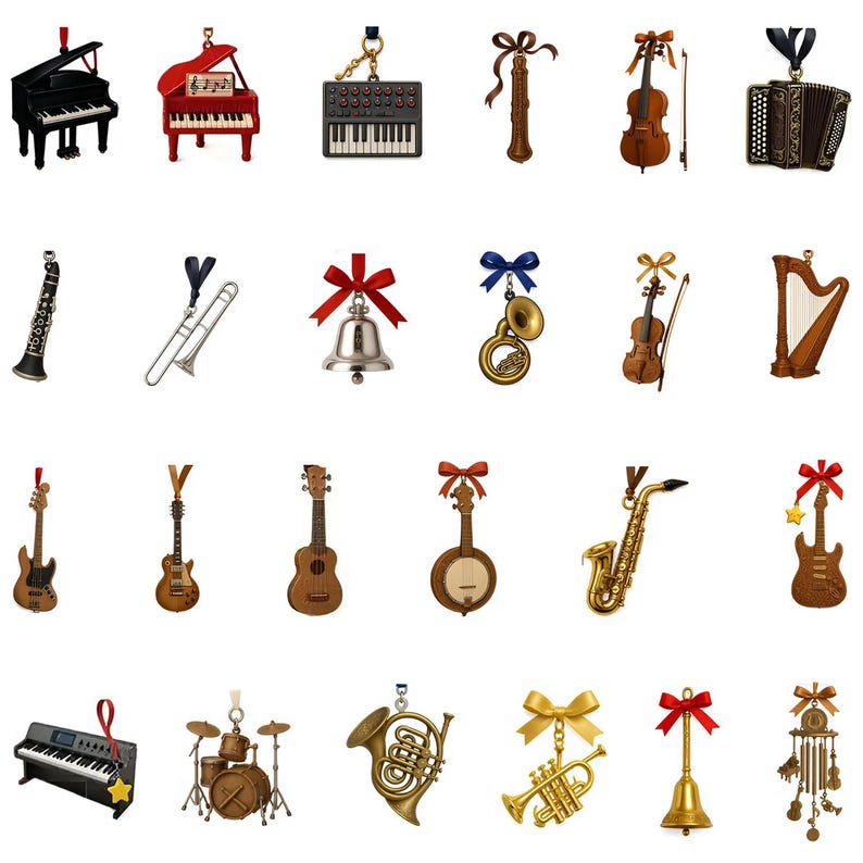 Musical Instruments Nature Advent Calendar 2025 24 Day Musical Figurines  Vintage Christmas Ornament Countdown