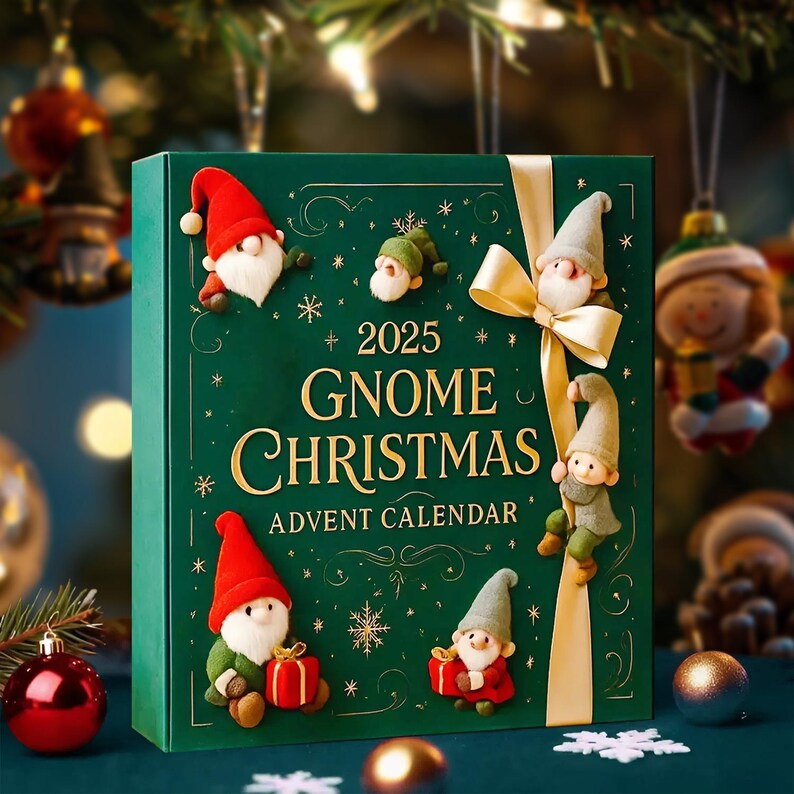 Gnome Christmas Advent Calendar 2025 24 Day Gnome Xmas Figurines  Vintage Christmas Ornament Countdown