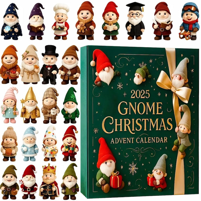 Gnome Christmas Advent Calendar 2025 24 Day Gnome Xmas Figurines  Vintage Christmas Ornament Countdown