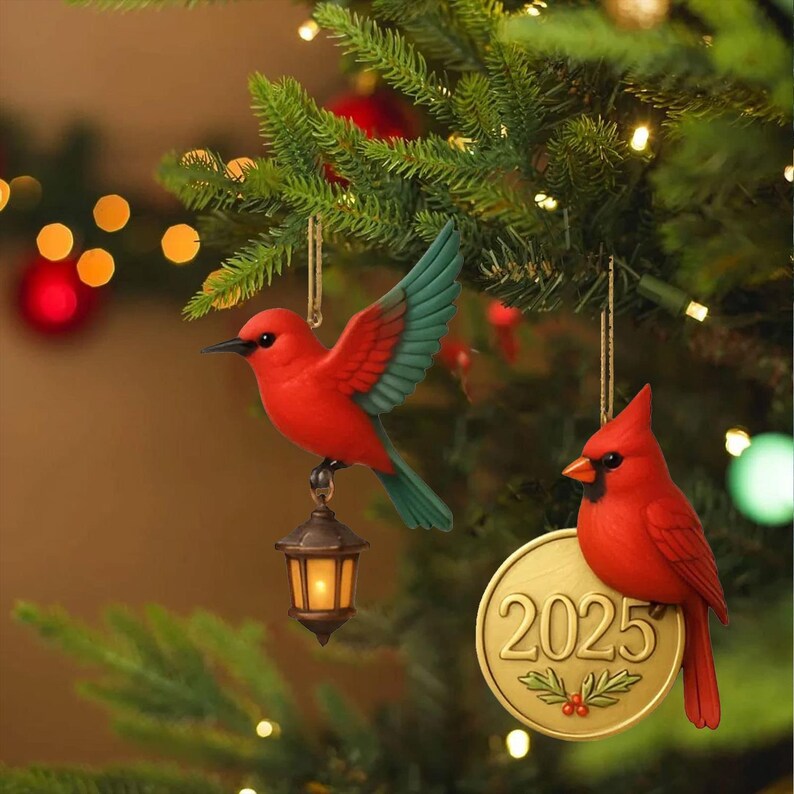 American Birds Advent Calendar 2025 24 Day Birds Figurines  Vintage Christmas Ornament Countdown