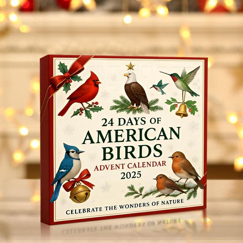 American Birds Advent Calendar 2025 24 Day Birds Figurines  Vintage Christmas Ornament Countdown