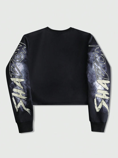 Men Figure Letter Print Pullover Sweatshirt