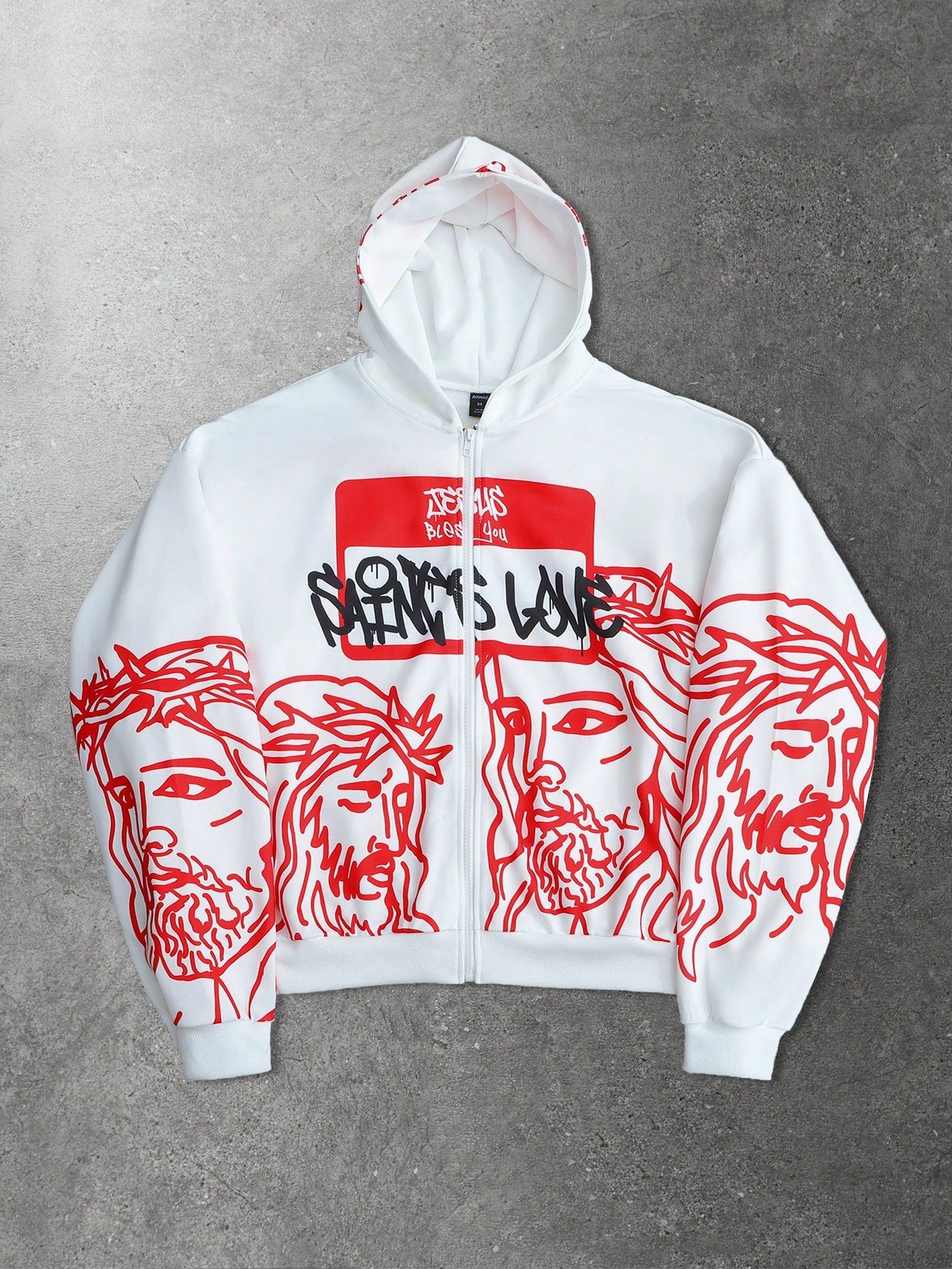 Men Portrait Religious Zip Hoodie
