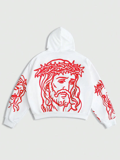 Men Portrait Religious Zip Hoodie