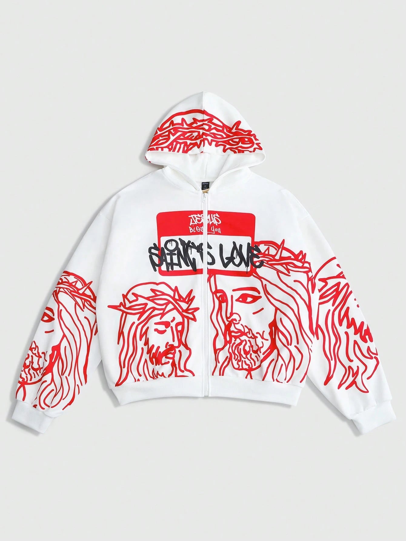 Men Portrait Religious Zip Hoodie