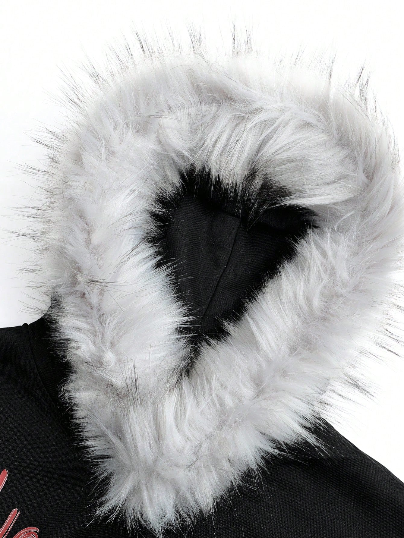 Men's Slogan Fluffy Collar Fleece Hoodie