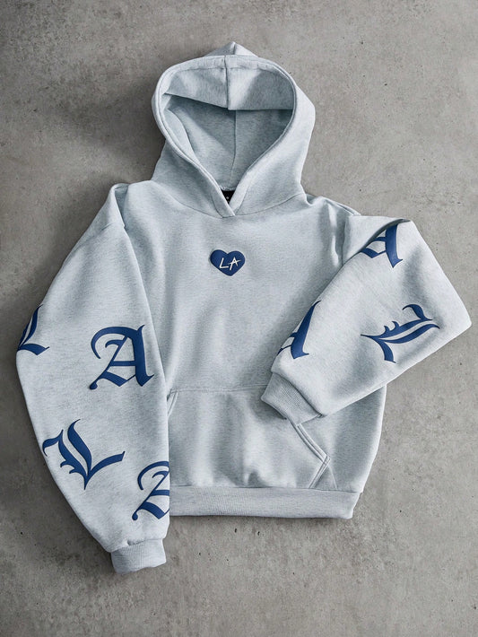 Men's Los Angeles Graphic Thermal Lined Blue Hoodie