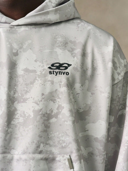 Men's Grey Camo Y2K Graphic Crop Hoodie
