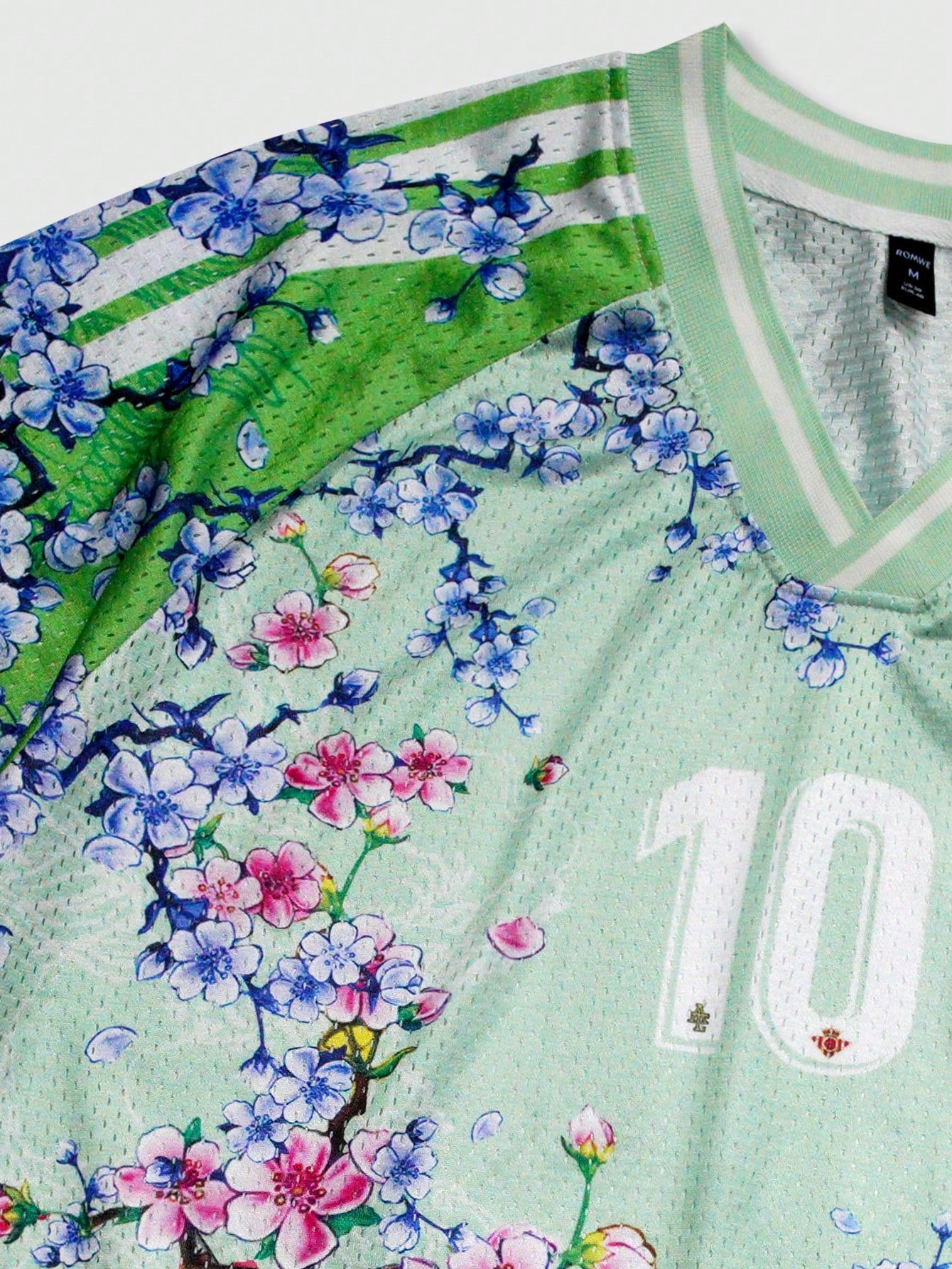 Green Digital Print V-Neck Jersey