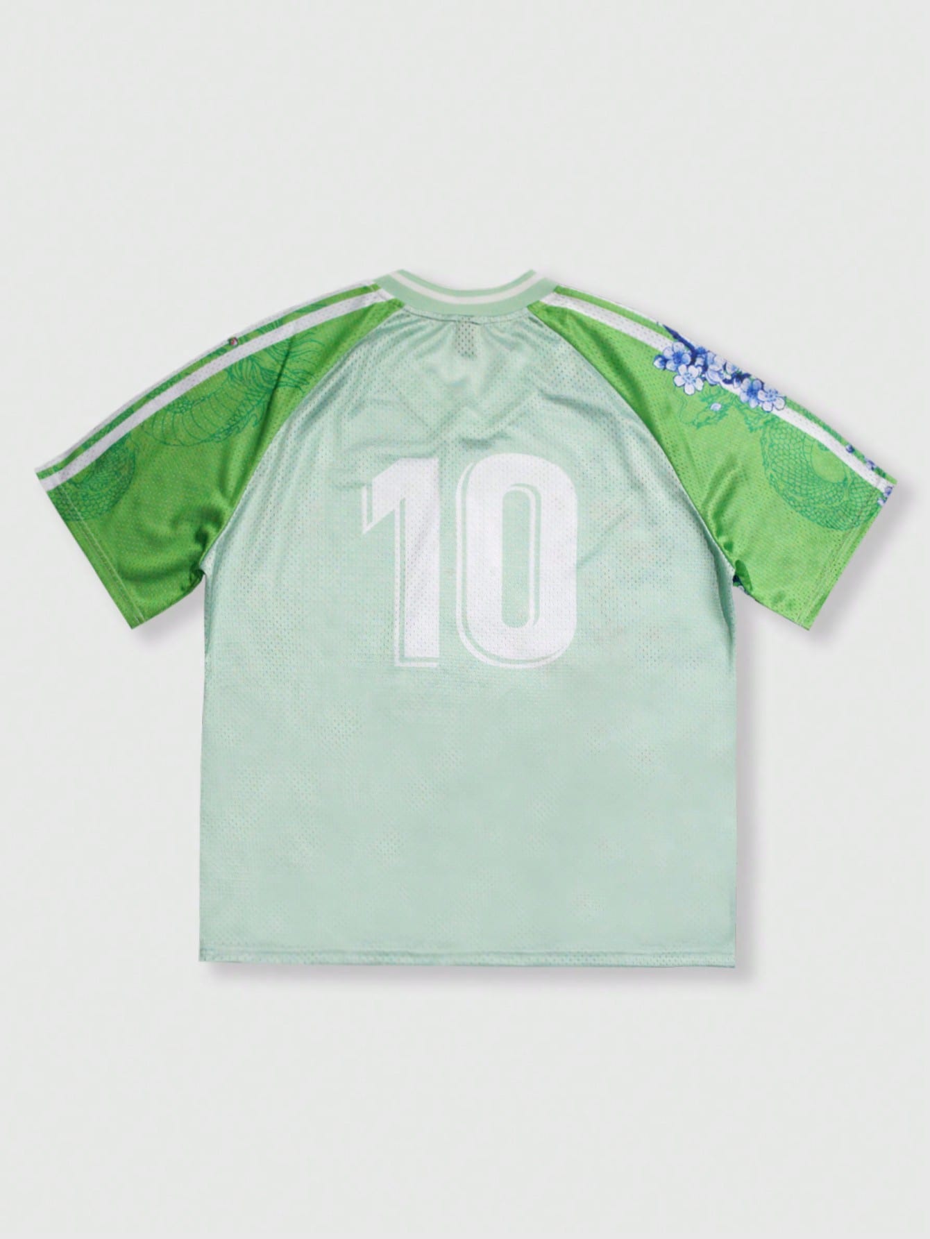 Green Digital Print V-Neck Jersey