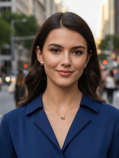 Copper Glass Butterfly Heart Flower Earrings and Necklace Set ( 3pcs)