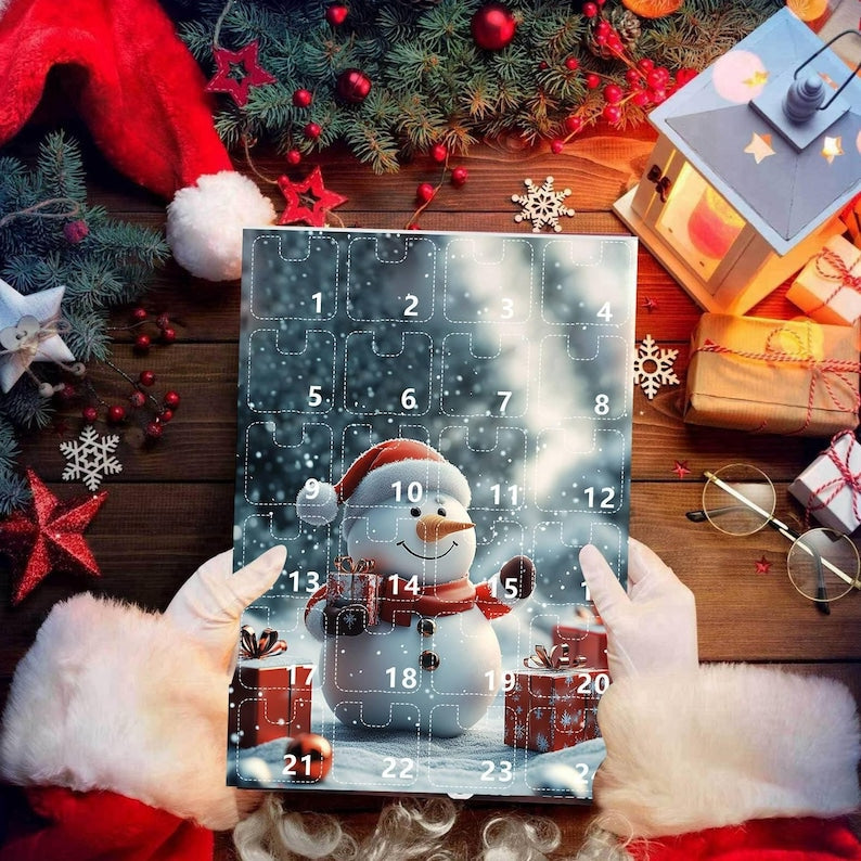 Snowman Advent Calendar 2025 Christmas Countdown Box For Kids Holiday Gift Idea Winter Snowman Figurine Set Christmas Home Decor Gift