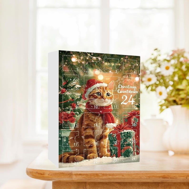 Cat Lovers Advent Calendar 2025 24 Day Christmas Countdown Calendar With 2d Acrylic Catscute Kitten Tree Ornamentsholiday Home Gift Decor