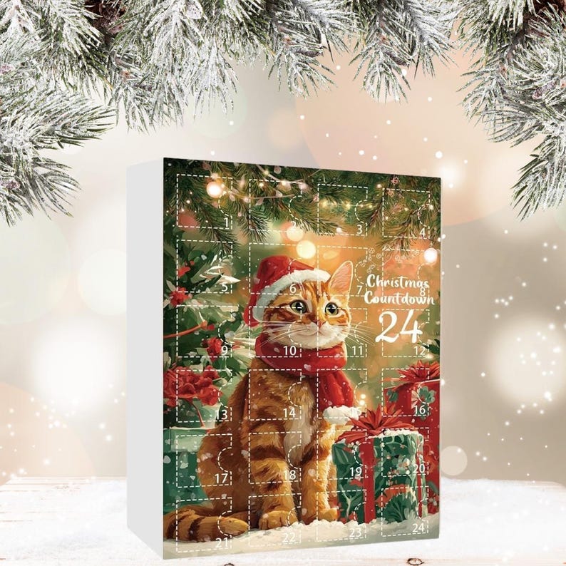 Cat Lovers Advent Calendar 2025 24 Day Christmas Countdown Calendar With 2d Acrylic Catscute Kitten Tree Ornamentsholiday Home Gift Decor