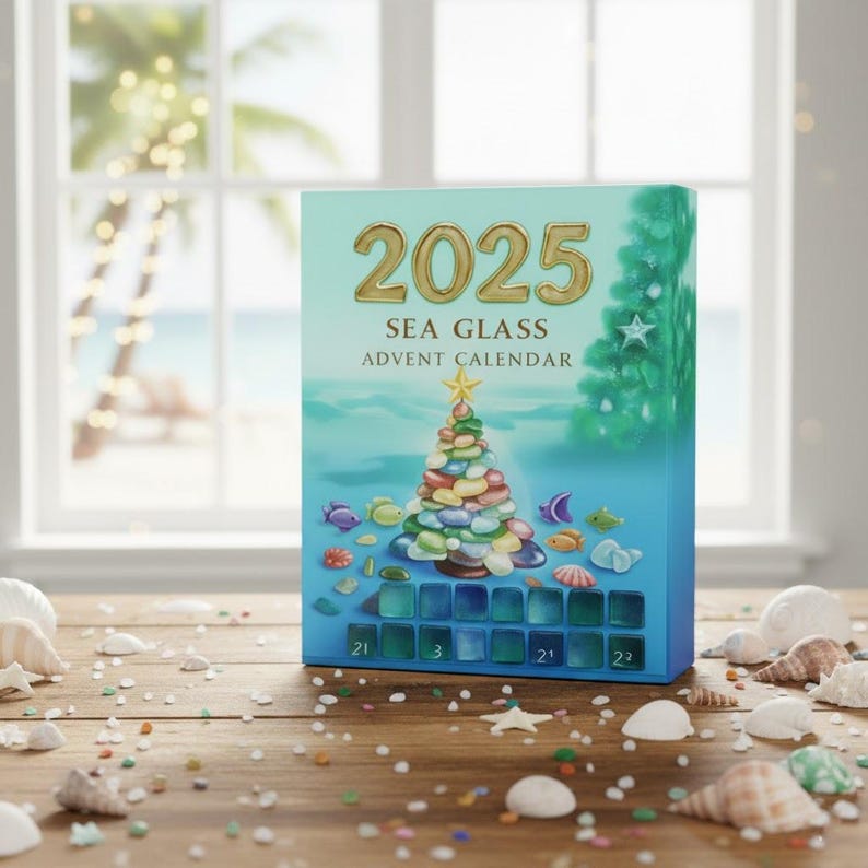 Sea Glass Christmas Advent Calendar 2025 Sea Glass Xmas Calendar Calendar With Acrylic Christmas Ornaments Countdown Calendar