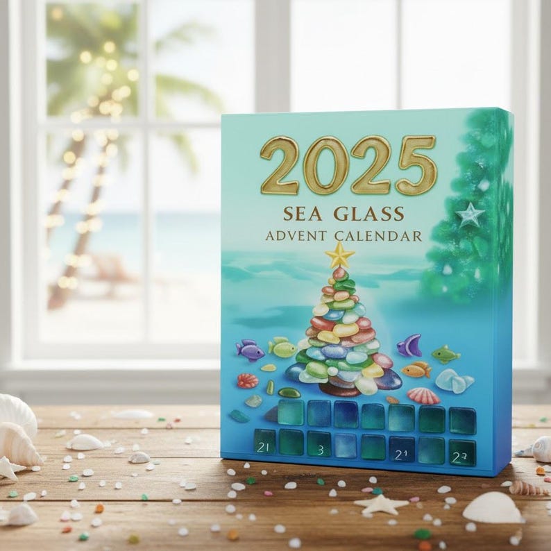 Sea Glass Christmas Advent Calendar 2025 Sea Glass Xmas Calendar Calendar With Acrylic Christmas Ornaments Countdown Calendar