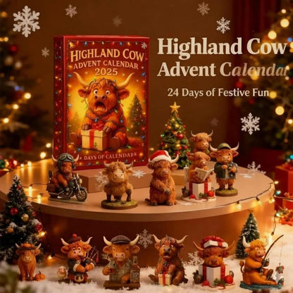 Highland Cow Advent Calendar Cute Farm Animal Christmas Decor Mini Cow Collectible Toys Farmhouse Christmas Decor Unique Cow Lover Gift