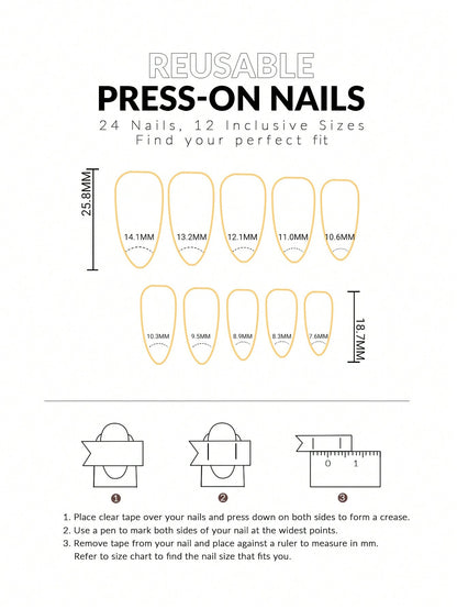 3D Pearl Flower Almond Press-On Nails Set