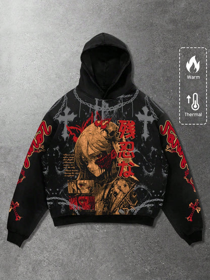 Men Eye Graphic Print Hoodie