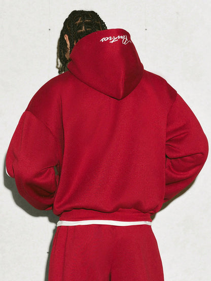 Men's Maroon Thermal Hoodie & Lightning Cargo Pants Set