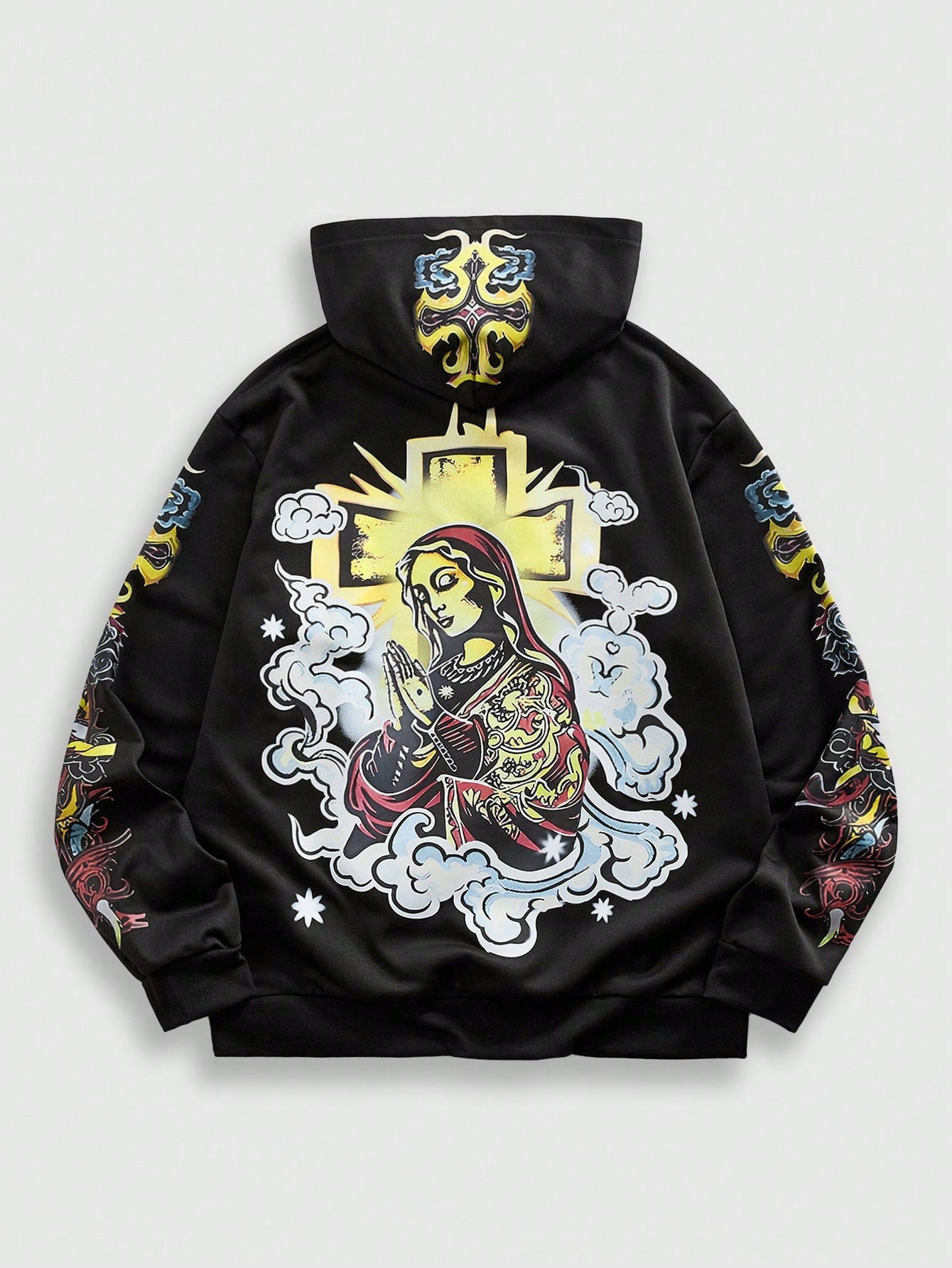 Men's Virgin Mary Cross Hip Hop Hoodie