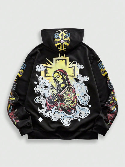 Men's Virgin Mary Cross Hip Hop Hoodie