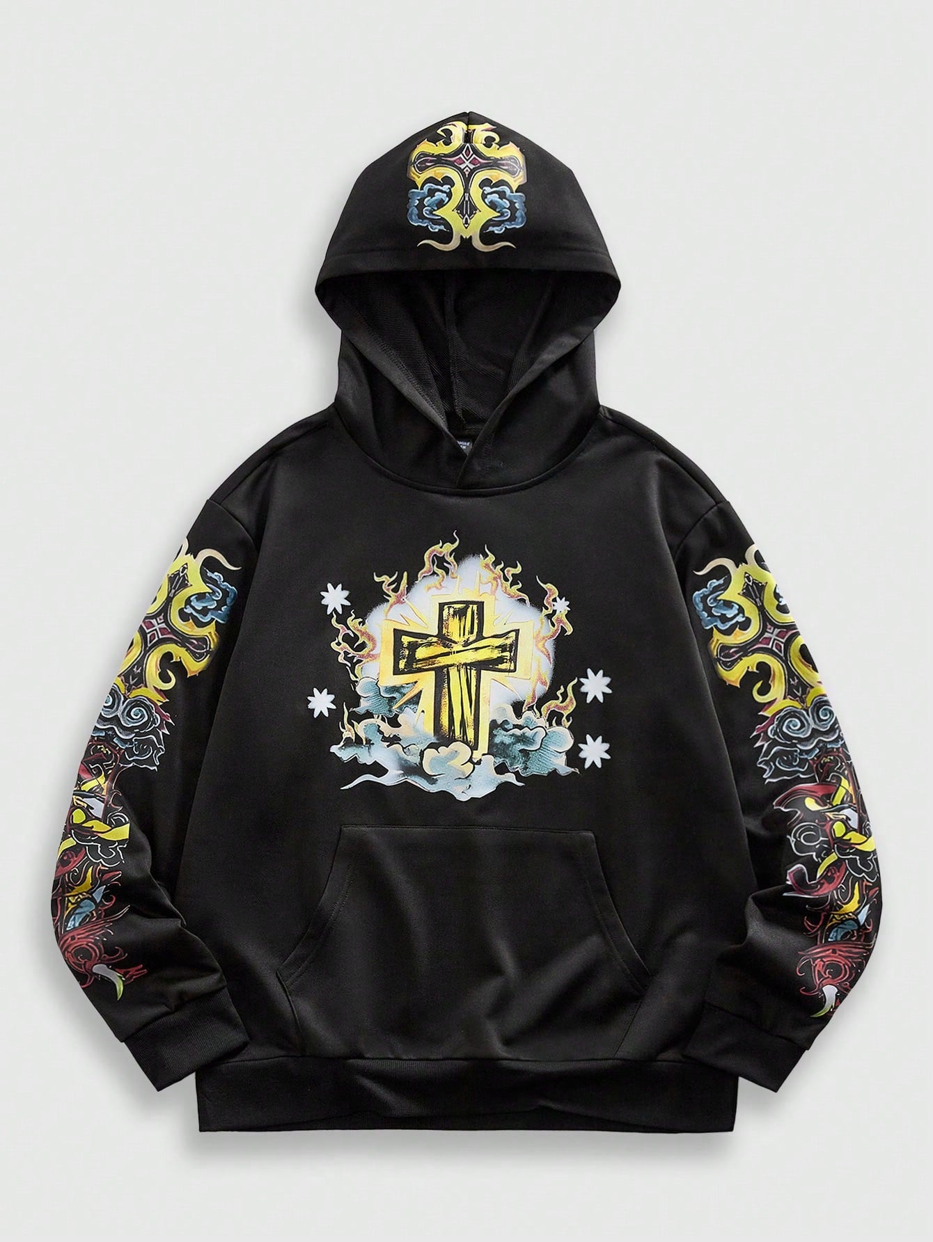 Men's Virgin Mary Cross Hip Hop Hoodie