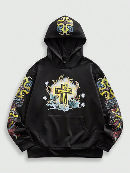 Men's Virgin Mary Cross Hip Hop Hoodie