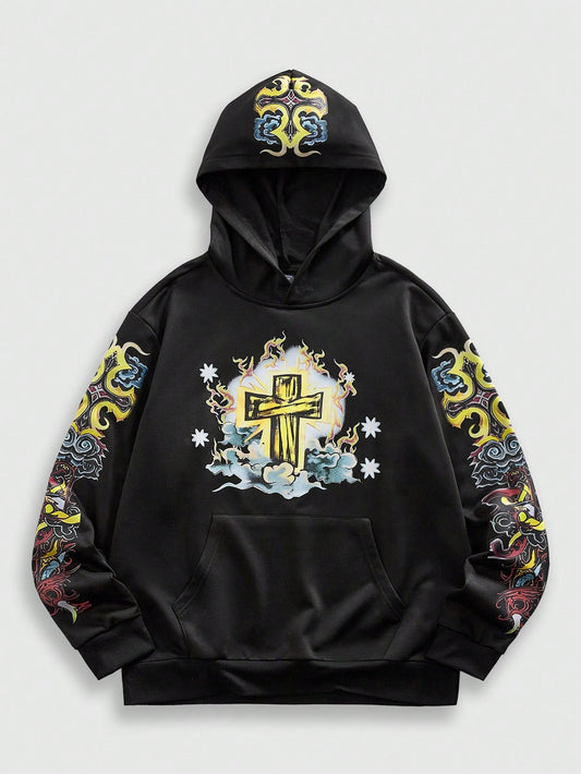 Men's Virgin Mary Cross Hip Hop Hoodie
